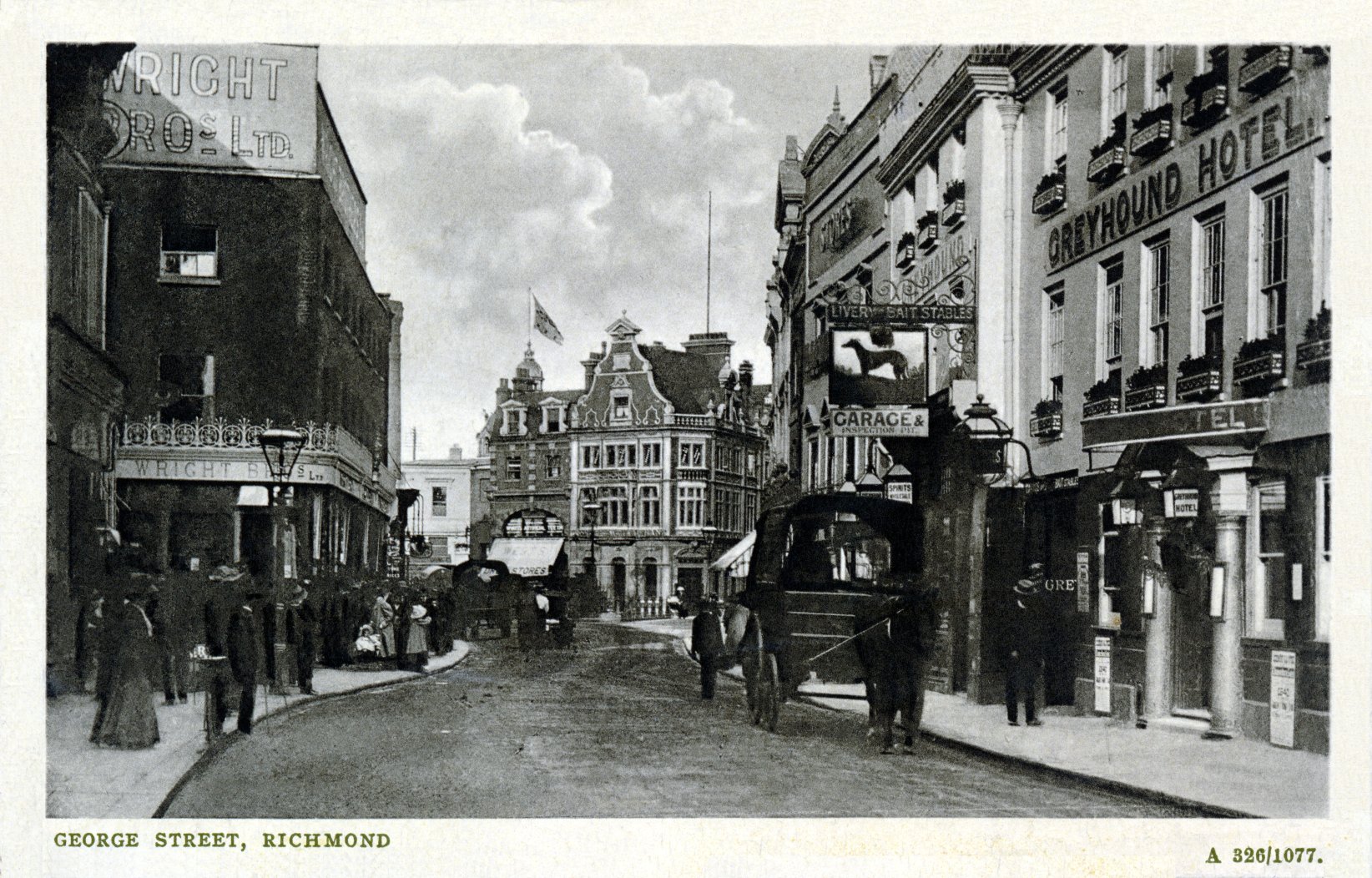 Richmond George Street towards station,hotels and inns Greyhound,street-townscape